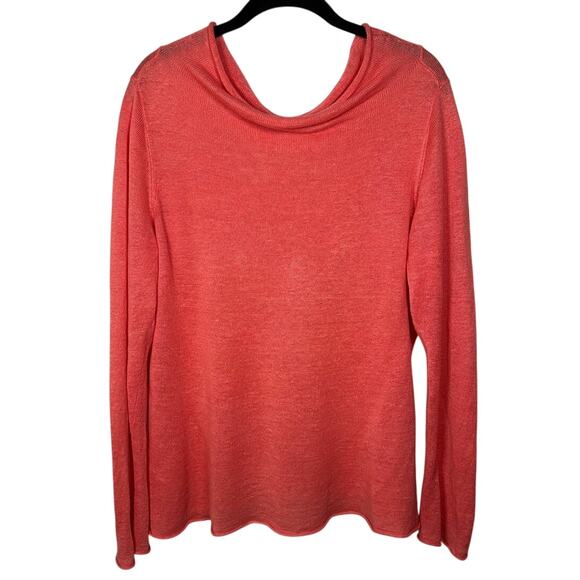 Eileen Fisher Sweaters - Eileen Fisher Coral Cowl Neck Cotton Blend Knit Sweater Women's Medium